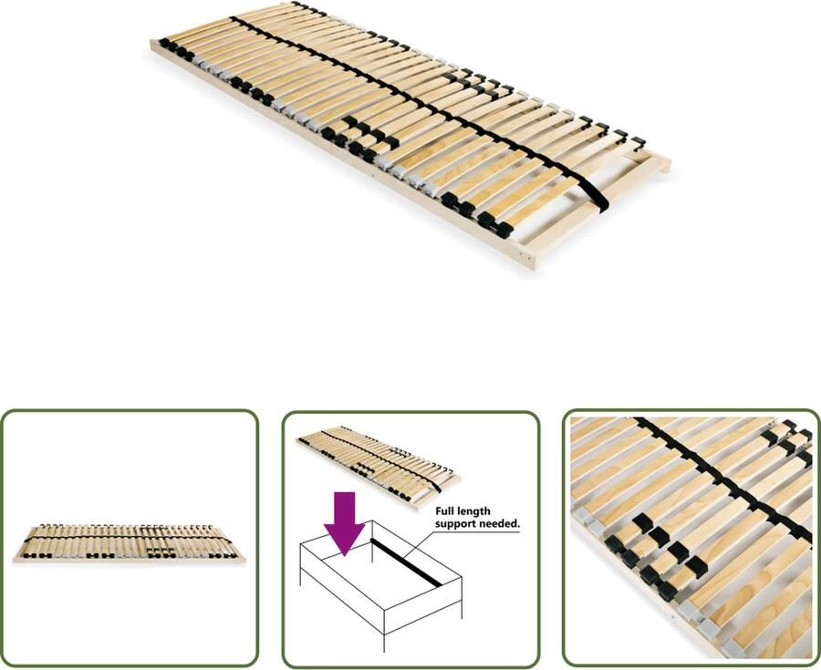 The Living Store Lattenbodem met 28 latten 7 zones 80x200 cm Lattenbodem Bedbodems Massief Hout Beukenhout Berkenhout