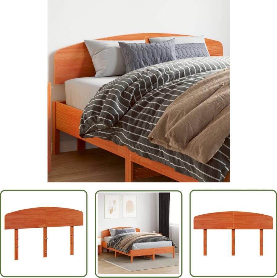 The Living Store Hoofdbord Grenenhout 145.5 x 3.5 x 81 cm Stabiele Frames Hoofd Bord Beddecoratie Hoofdbord Grenenhout Hoofdbord Bruin Massief Hout