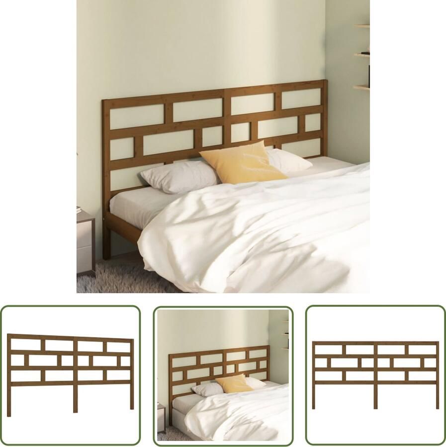The Living Store Houten Hoofdbord Klassieke Uitstraling Hoofdeinde Afmetingen- 206x4x100cm Kleur- Honingbruin Houten Hoofdbord Klassieke Hoofd Bord Beddecoratie Kamer Decoreren
