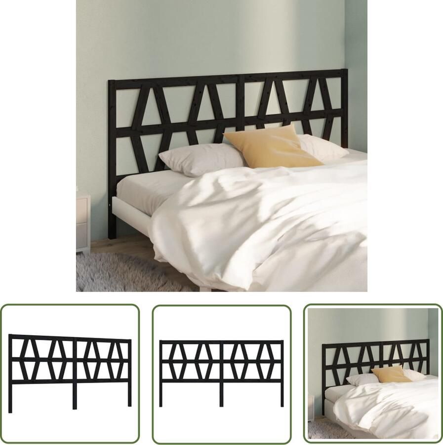 The Living Store Houten Hoofdeinde Zwart 206 x 4 x 100 cm Massief Grenenhout Hoofd Bord Beddecoratie Hoofdbord Hout Houten Hoofdbord Slaapkamerstijl
