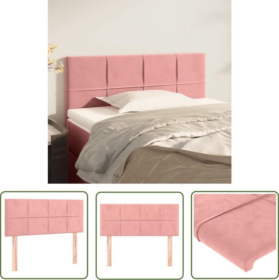 The Living Store Hoofdbord Classic Roze 90x5x78 88 cm Fluweel Hoofd Bord Beddecoratie Hoofdkussen Velvet Roze