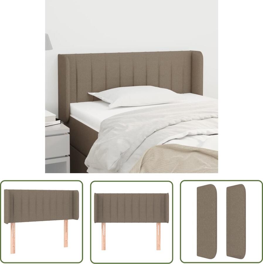 The Living Store Hoofdbord met randen 103x16x78 88 cm stof taupe Hoofd Bord Beddecoratie Hoofdkussen Slaapcomfort Taupecleur