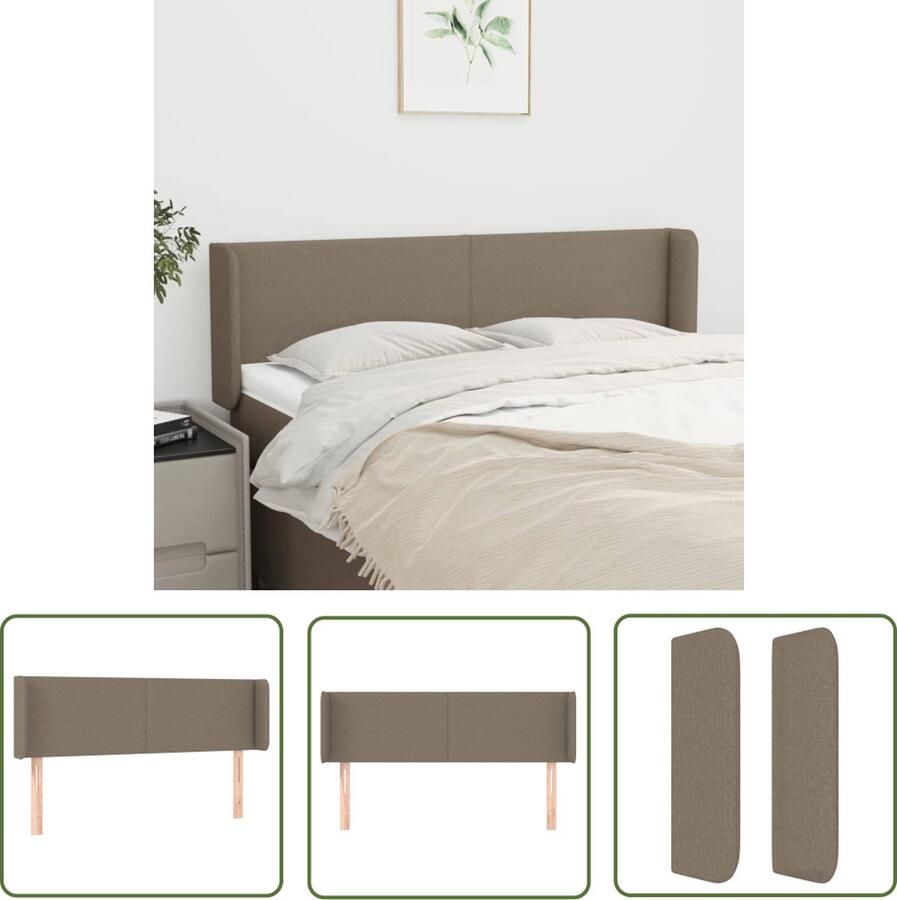 The Living Store Hoofdbord Trendy Hoogte Verstelbaar Taupe 147 x 16 x 78 88 cm Hoofd Bord Beddecoratie Hoofdkussen Slaapcomfort Stoffen Hoofdbord