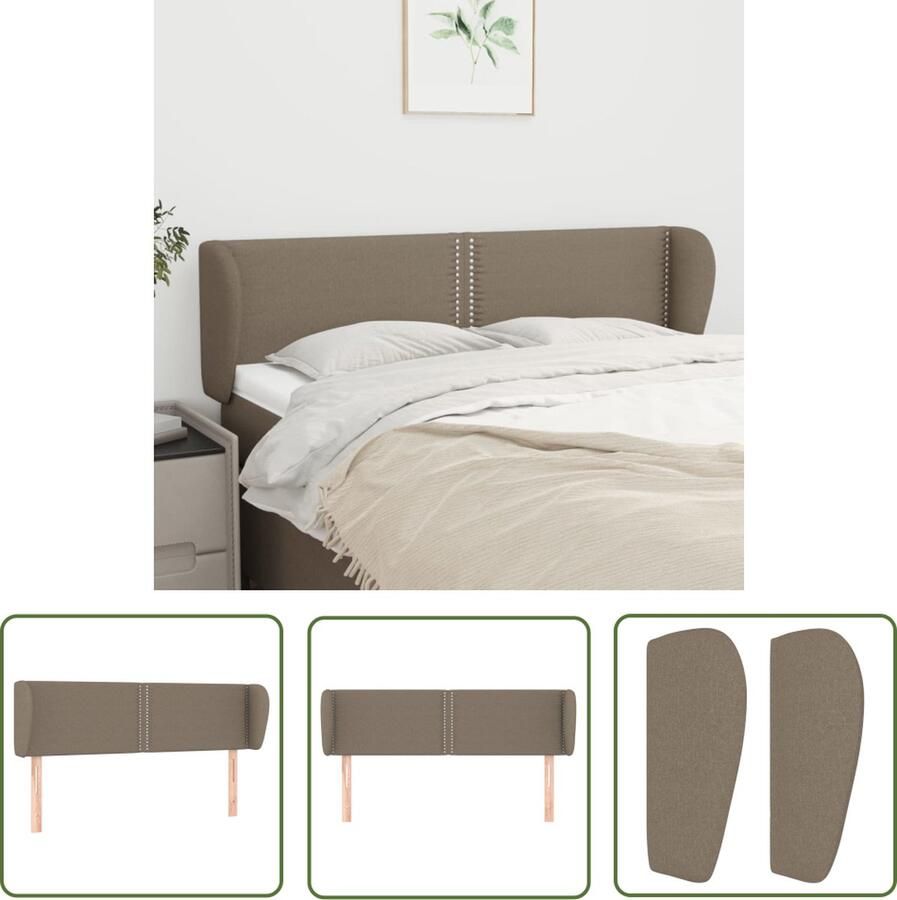 The Living Store Hoofdbord Serene Bedombouw 147x23x78 88 cm Taupe Hoofd Bord Beddecoratie Hoofdkussen Stoffen Hoofdbord Taupecleur