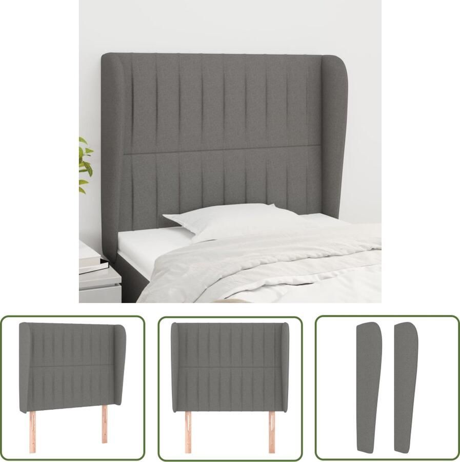 The Living Store Hoofdbord 83 x 23 x 118 128 cm Duurzaam donkergrijs hoofdbord Hoofd Bord Beddecoratie Hoofdkussen Slaapcomfort Grijs