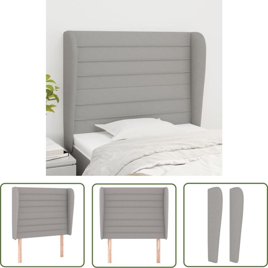The Living Store Hoofdbord Serene Hoofddecoratie 83 x 23 x 118 128 cm Lichtgrijs Hoofd Bord Hoofdkussen Bed Decoratie Slaap Kamer Meubels Grijs Hoofdbord
