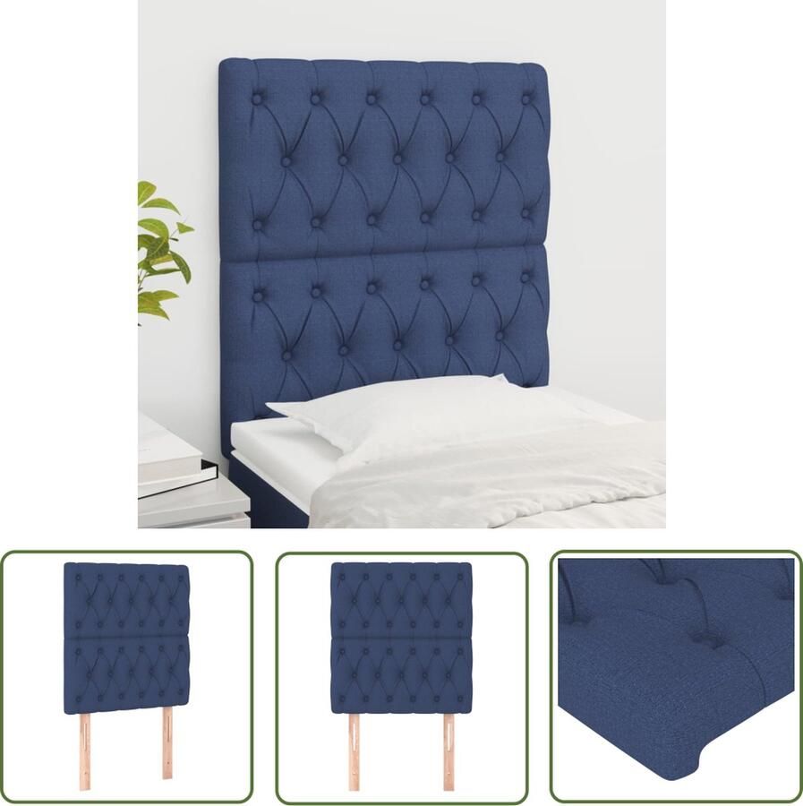 The Living Store Hoofdeind Blauw Stof 80x7x118 128 cm Verstelbare Hoogte Stevige Poten Hoofd Bord Beddecoratie Hoofdkussen Stoffen Hoofdbord Blauwwoonkamer