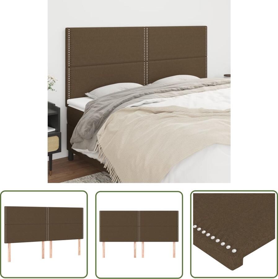 The Living Store Hoofdbord 200 x 5 x 118 128 cm Duurzaam donkerbruin stoffen hoofdbord Hoofd Bord Beddecoratie Hoofdkussen Slaapkamers Bruine Meubels