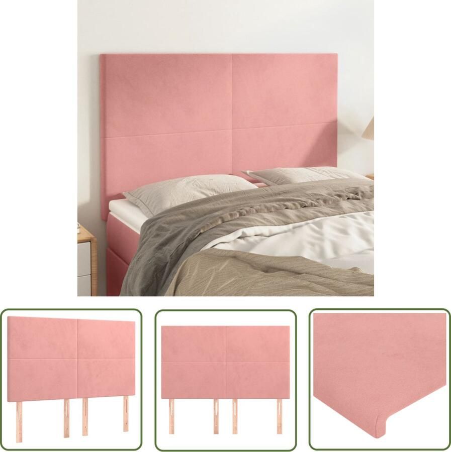 The Living Store Hoofdbord Klassiek Stof Roze 144 x 5 x 118 128 cm Hoofd Bord Beddecoratie Hoofdkussen Velvet Roze