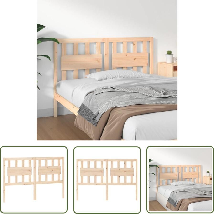 The Living Store Houten Hoofdeinde Grenenhout 145.5 x 4 x 100 cm Rustieke charme Hoofdboard Beddecoratie Houten Hoofdbord Rustic Decor Grenenhout