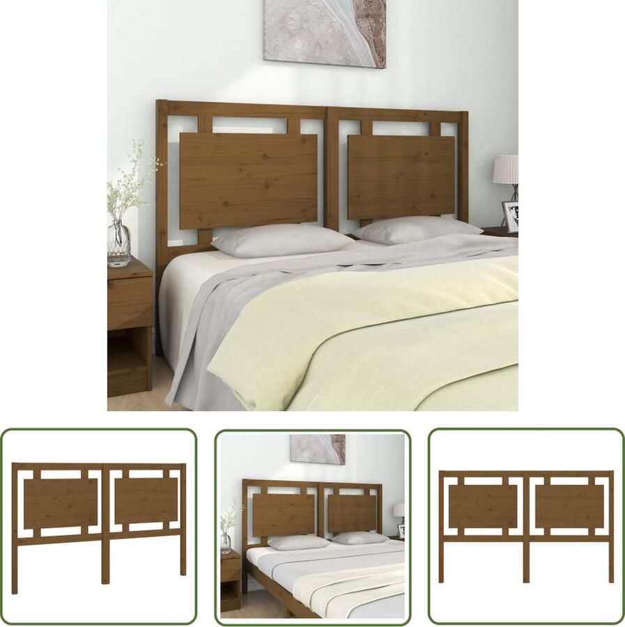 The Living Store Hoofdbord 155 5x4x100 cm massief grenenhout honingbruin Hoofdboard Beddecoratie Hout Grenenhout Bruine Meubels