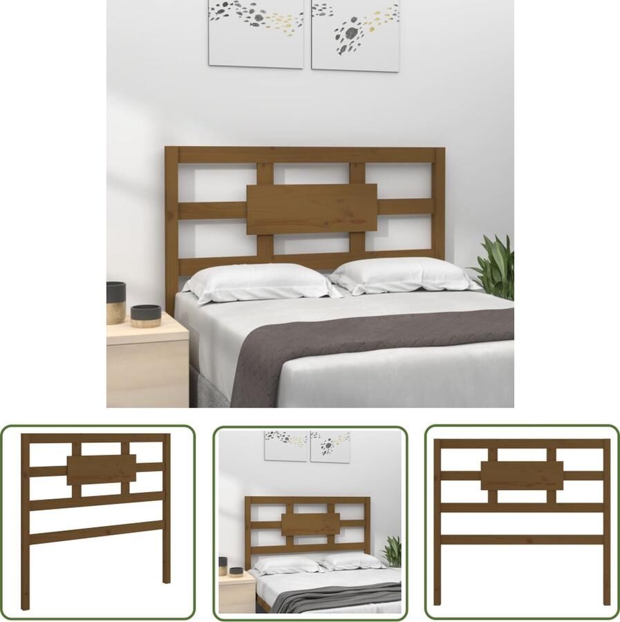 The Living Store Hoofdbord 80 5x4x100 cm massief grenenhout honingbruin Hoofdboard Beddecoratie Grenenhout Meubilair Rustic Interieur Hoofdkussen