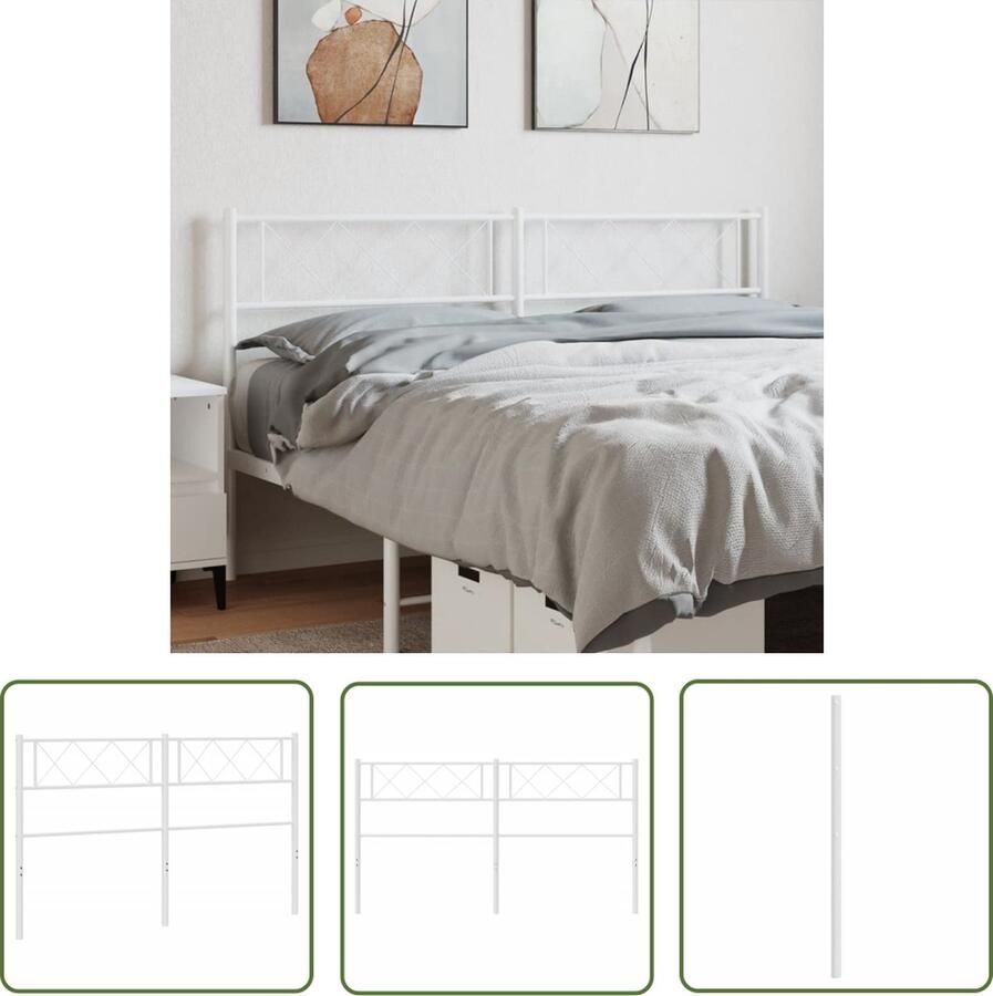 The Living Store Hoofdbord Vlinder Wit 156 x 3 x 90 cm Gepoedercoat Staal Hoofdbord Beddecoratie Hoofdbekleding Staal Wit