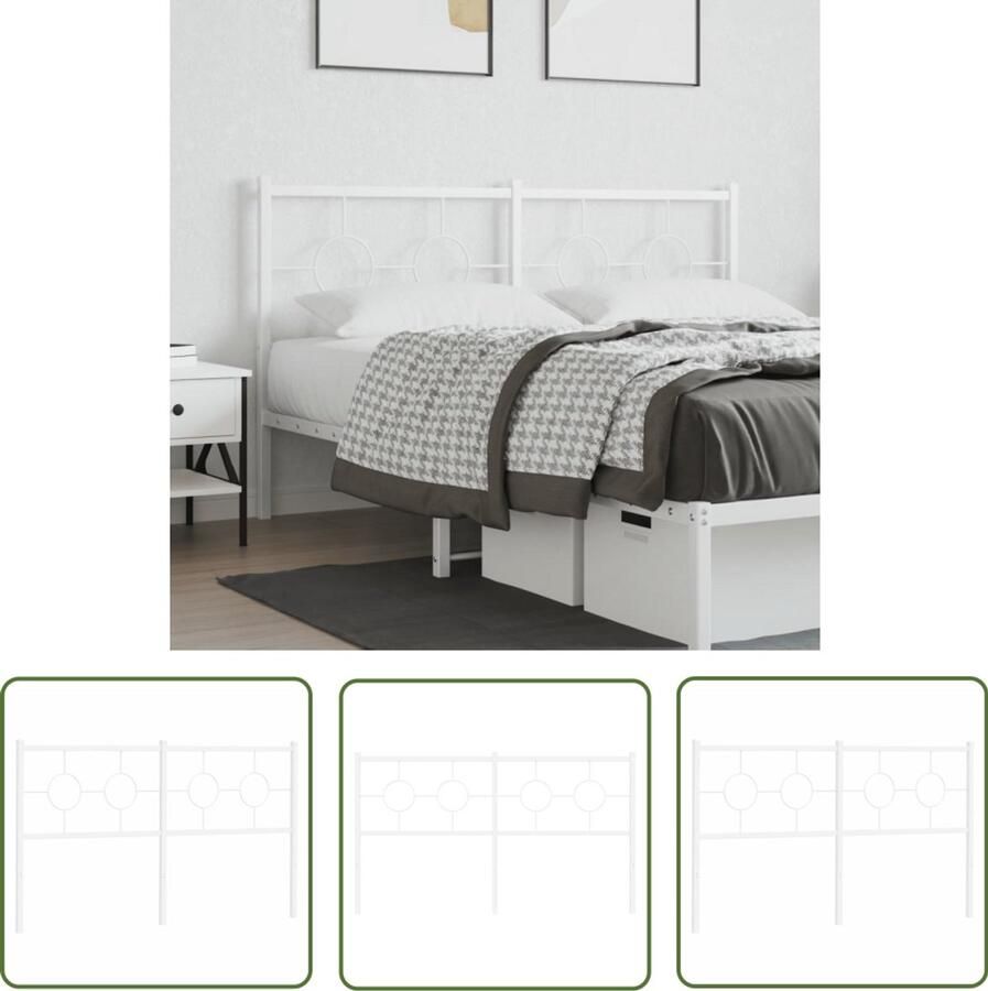 The Living Store Hoofdbord 160 cm metaal wit Hoofdbord Beddecoratie Metalen Hoofdbord Wit Hoofdbord Staal Hoofdbord