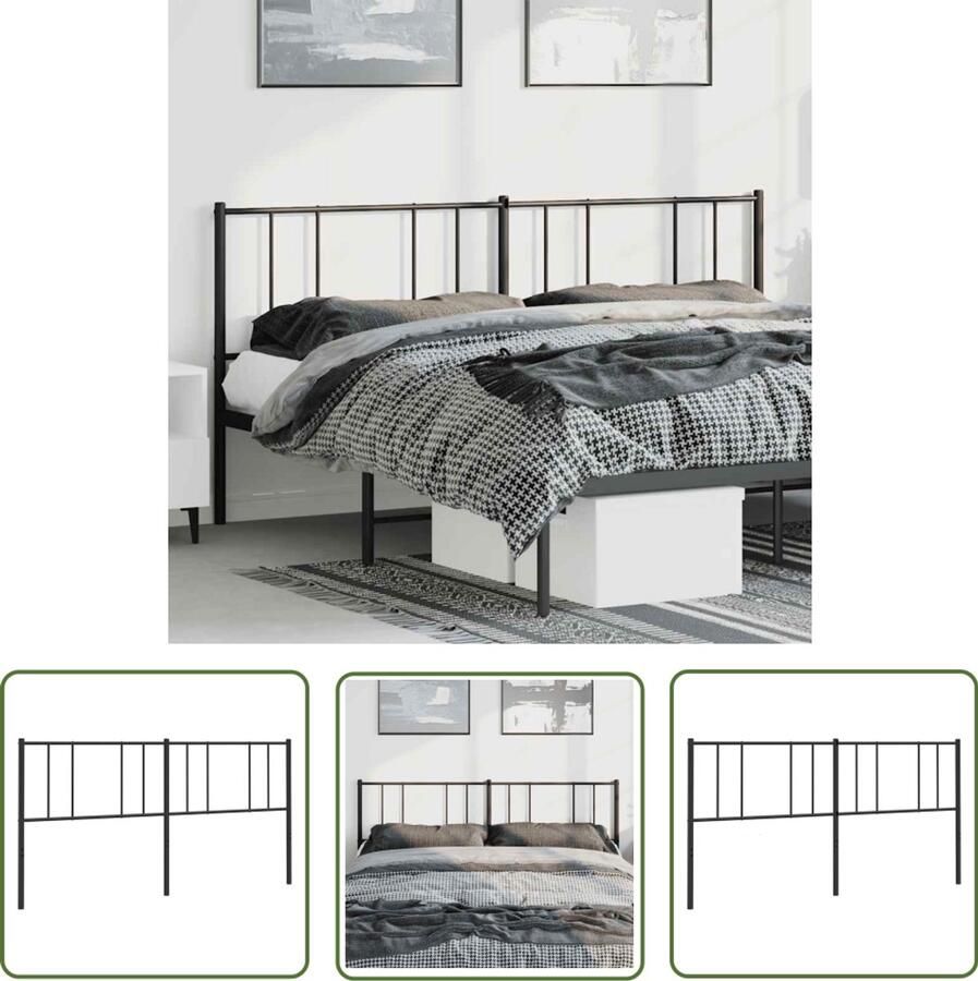 The Living Store Hoofdbord Klassiek Bed Afmetingen- 187 x 3 x 90 cm Ken- Robuuste metalen constructie Hoofdbord Beddecoratie Klassiek Hoofdbord Metalen Hoofdbord Zwarte Hoofdbord - Foto 2
