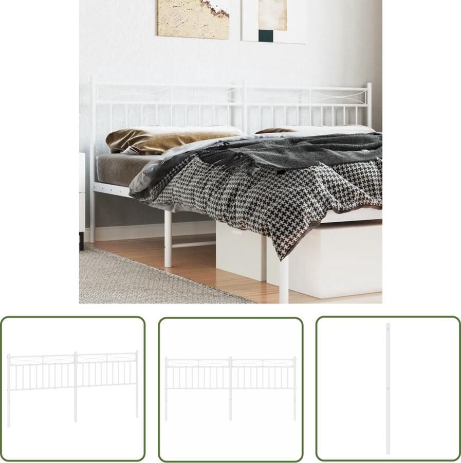 The Living Store Hoofdbord Robuuste metalen constructie Stevige en stabiele poten Comfortabele ondersteuning Kleur- wit Materiaal- staal Afmetingen- 206 x 3 x 91 cm Geschikte matrasbreedte- 200 cm Montage vereist