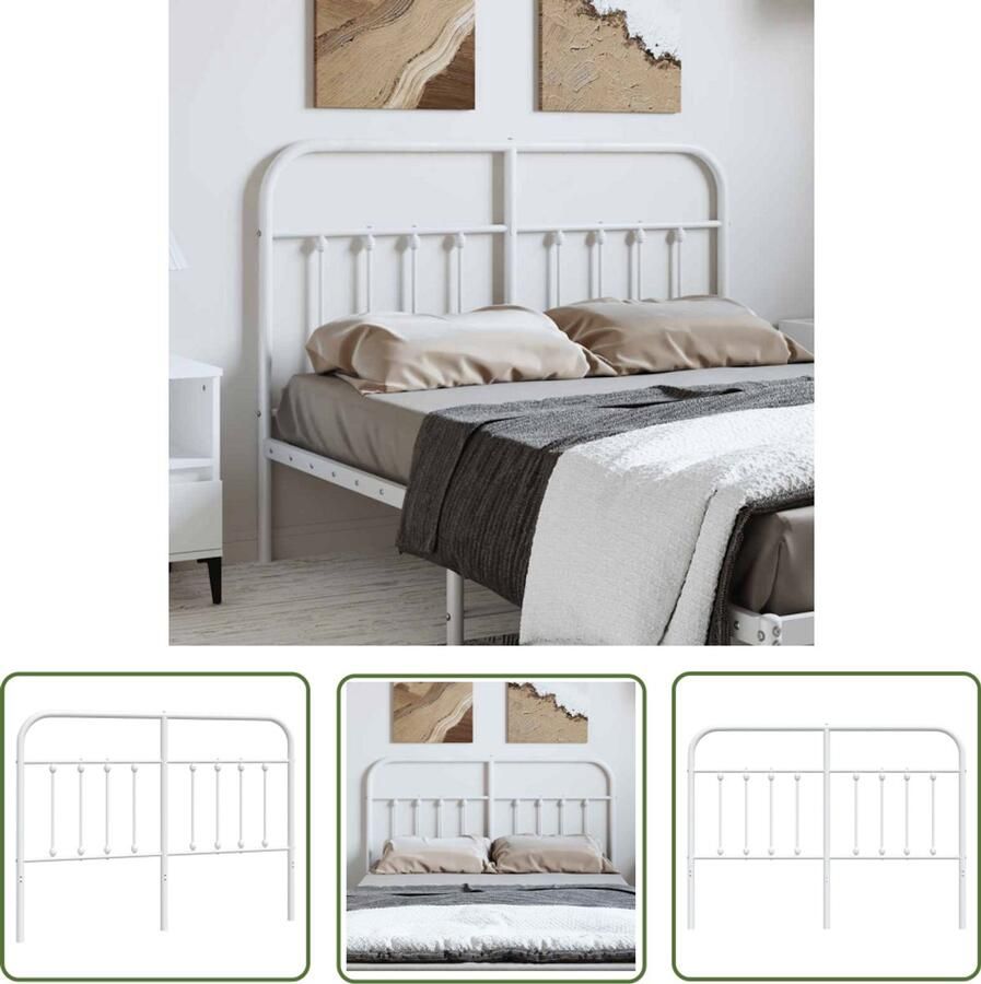 VidaXL Beddecoratie Hoofdbord metaal wit 150 cm Hoofdboard Klassiek Hoofdbord Houten Hoofdbord - Foto 2