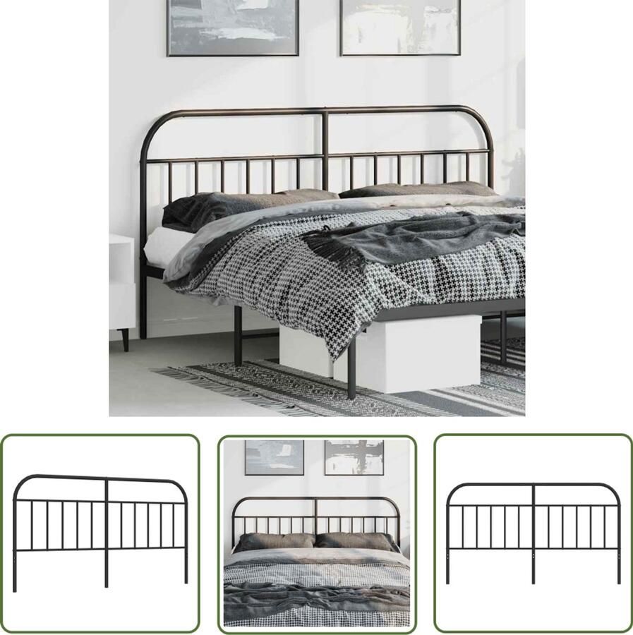 The Living Store Hoofdbord Bed 187 x 100 cm Robuuste metalen constructie Stevige en stabiele poten Comfortabele ondersteuning Hoofdbord Beddecoratie Hoofdbekleding Slaapcomfort Houten Hoofdbord - Foto 2