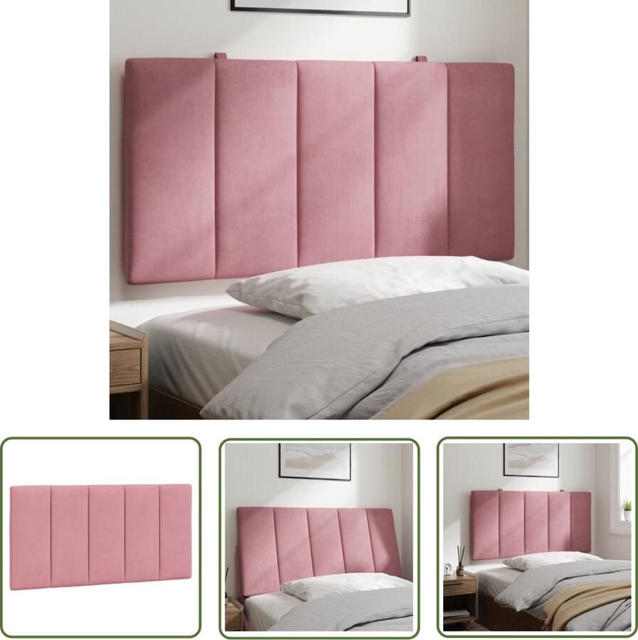 The Living Store Hoofdbordkussen 100 cm fluweel roze Hoofdkussen Beddecoratie Fluweelkussens Comfortabel Hoofdbord Hoofdsupport