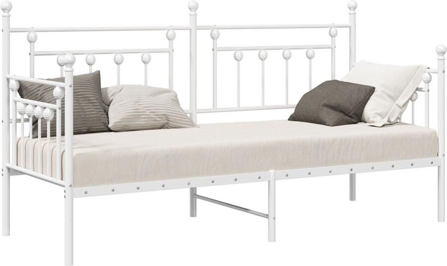 VidaXL Bedframe voor een daybed met hoofdeinde Wit 75 x 190 cm Staal - Foto 2