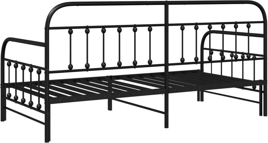VidaXL Bedden en Bedframes Zwart Metaal 107 x 203 cm Bedframe van Metaal - Foto 3
