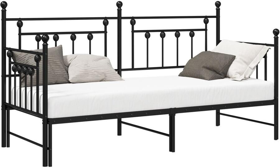 VidaXL Bedframe voor een daybed met hoofdeinde Zwart 80 x 200 cm Staal - Foto 2