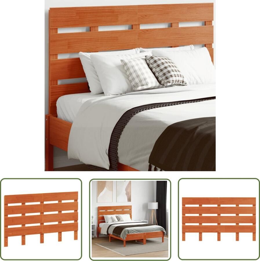 The Living Store Hoofdbord 120 cm massief grenenhout wasbruin Hoofd Bord Beddengoed Hoofdkussen Slaapkamers Hout Meubels