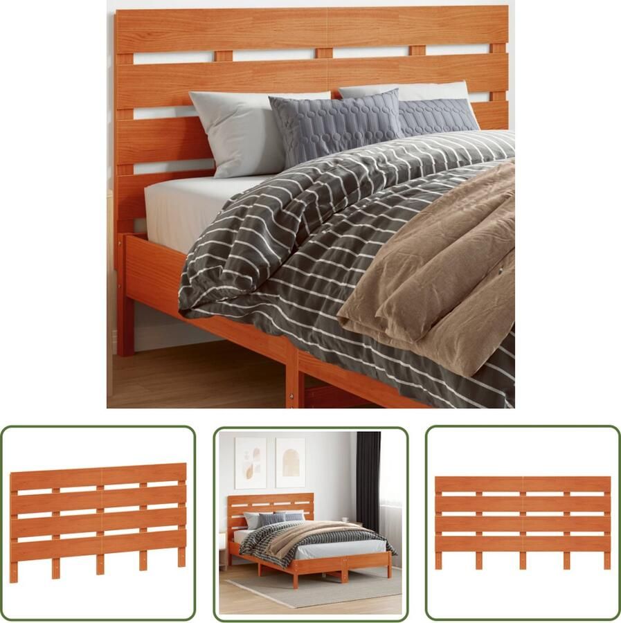 The Living Store Hoofdbord 150 cm massief grenenhout wasbruin Hoofd Bord Beddengoed Hoofdkussen Slaapkamers Hout Meubels