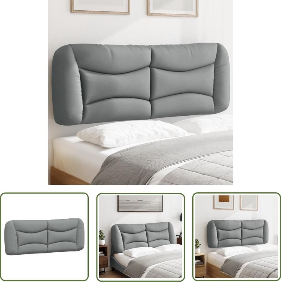 The Living Store Hoofdbordkussen 130 x 15 x 48 cm LED-verlichting Lichtgrijs Polyester PP-vezel Hoofdkussen Beddengoed Led Verlichting Hoofdbord Sierkussens