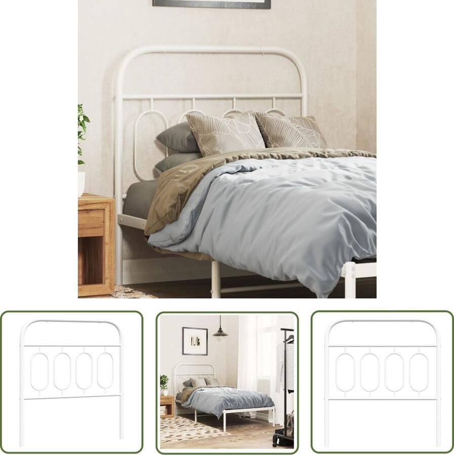 The Living Store Modern Hoofdbord 95 x 100 cm Staal White Hoofdbord Bedding Hoofddekking Slaapkamerdecoratie Moderne Meubels