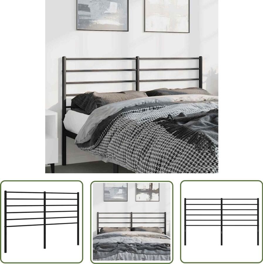 The Living Store Hoofdbord Klassiek design Robuuste metalen constructie Stevige en stabiele poten Comfortabele ondersteuning Kleur- Zwart Afmetingen- 156 x 3 x 90 cm Geschikt voor matrasbreedte van 150 cm Montage vereist - Foto 2