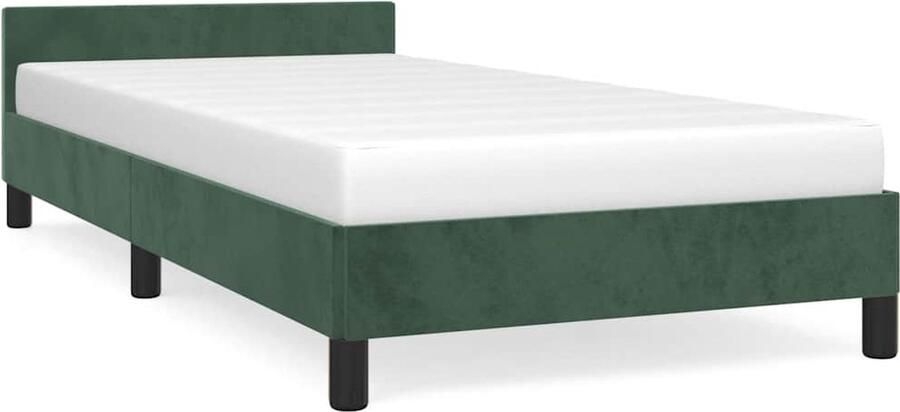 VidaXL Bedframe 100x200 cm Fluweel Donkergroen Bed Frame Tweepersoons Bed Velvet Bed Donkere Kleuren Slaapcomfort - Foto 2