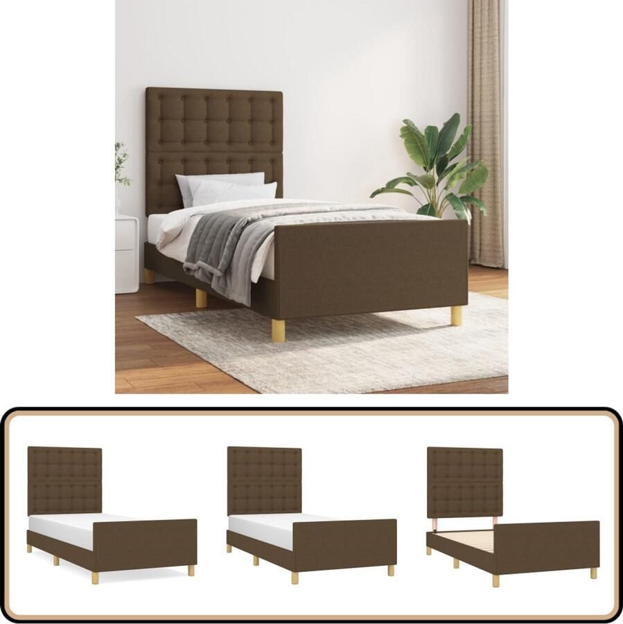 VidaXL Bedframe 100x200 cm Stof Donkerbruin Bed Frame Tweepersoons Bed Met Hoofdbord Elektrisch Verstelbaar Bed Houten Bed Frame
