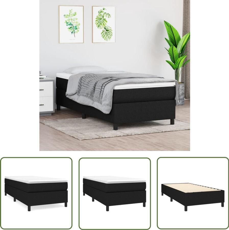 VidaXL Bedframe 100x200 cm Zwart Zonder matras Boxspring Frame Tweepersoons Bed Zwarte Bedframe Stoffen Bedframe Multiplex Bedframe Zonder Matras Boxspring Bedbodems