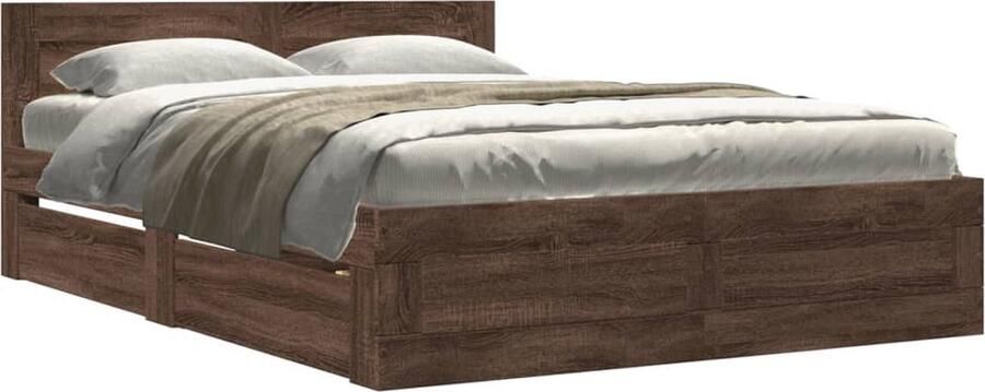 VidaXL Bedframe met hoofdeinde bruin eikenkleur 120x190 cm - Foto 2