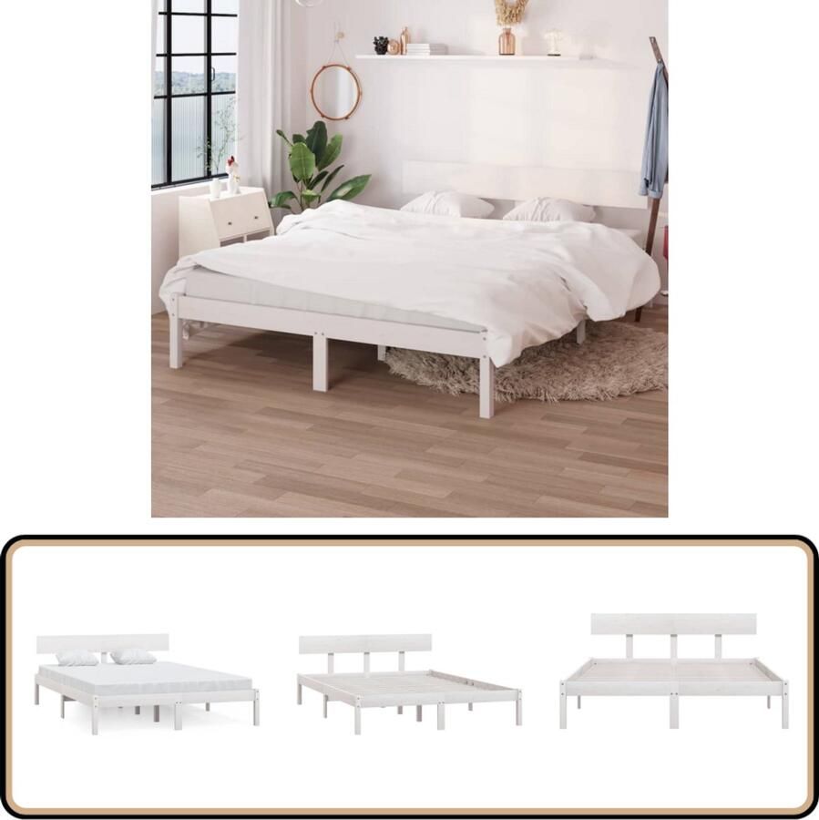VidaXL Bedframe 120x190 cm Massief Grenenhout Wit Massief Houten Bed Frame Bed Frame Klein Dubbel Bed Frame Wit Houten Bed Frame Bed Frame Kopen Slaapkamers Meubels