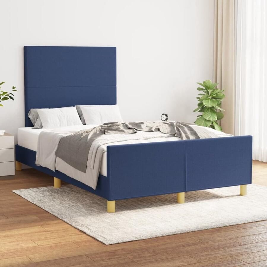 VidaXL Bedframe 120x200 cm Blauw Zonder matras Bed Frame Bedbank Boxspring Tweepersoonsbed Blauwe Bed Stoffen Bed Slaapcomfort - Foto 2