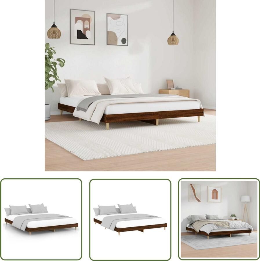 VidaXL Bedframe 120x200 cm Bruin Eikenhout Bed Frame Houten Bed Frame Tweepersoons Bed Frame Bruine Bed Frame Bruine Eiken Bed Frame