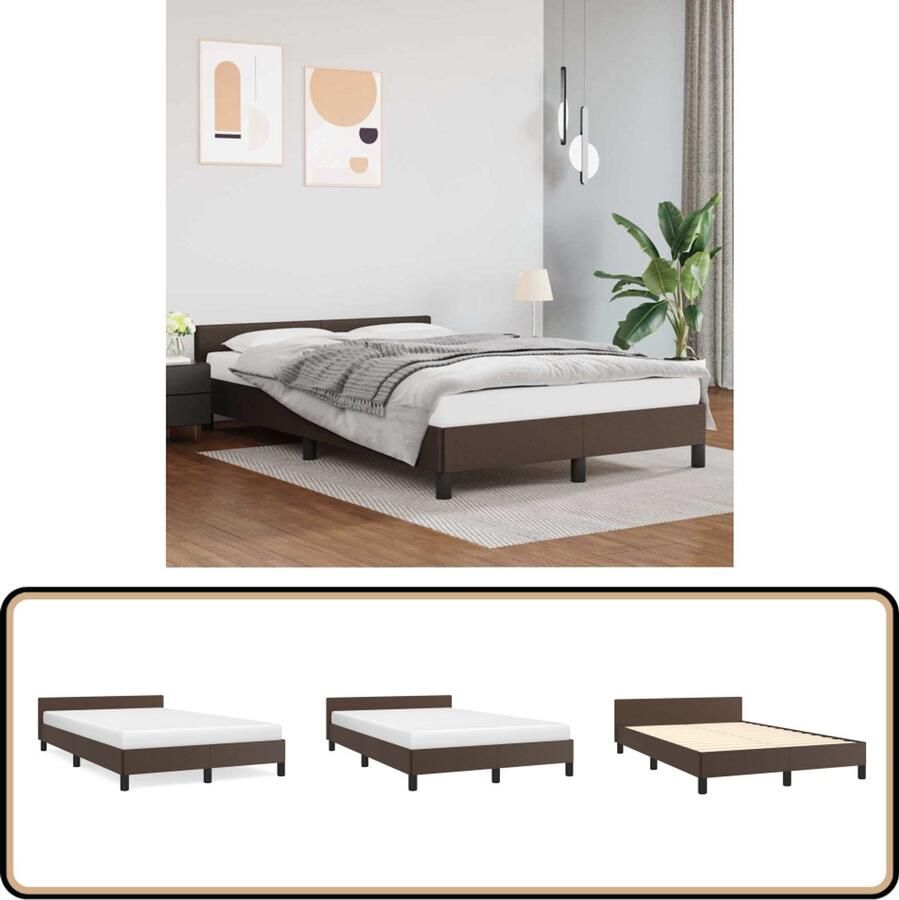 VidaXL Bedframe 120x200 cm Bruin Kunstleer Bed Frame Bruine Kleur Houten Bedframe Tweepersoons Bedframe Boxspring Bedframe Kunstleder Bedframe
