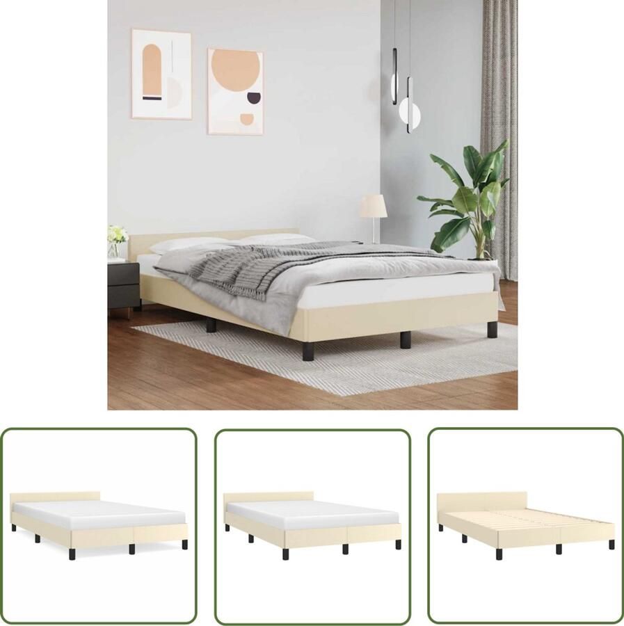 VidaXL Bedframe 120x200 cm Crèmekleurig Bed Frame Kunstleder Bed Tweepersoons Bed Boxspring Bed Creme Kleur Bed Modern Bed