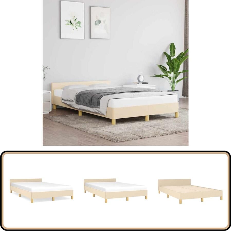 VidaXL Bedframe 120x200 cm Crèmekleurig Stof Slaapkamer Meubels Bed Frame Boxspring Frame Tweepersoons Bed Creme Kleur