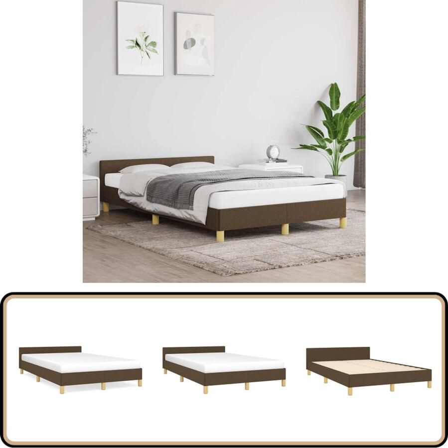 VidaXL Bedframe 120x200 cm Donkerbruin Stof Bed Frame Houten Bed Tweepersoons Bed Donkere Kleuren Slaapkamer Meubels Boxspring Frame Design Bed