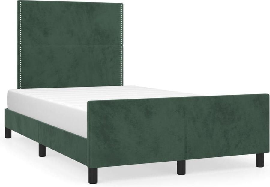 VidaXL Bedframe 120x200 cm Fluweel Donkergroen Slaapcomfort Bed Frame Boxspring Tweepersoonsbed Donkere Kleuren Velvet Designmeubilair Hoofdbord Multifunctioneel - Foto 3