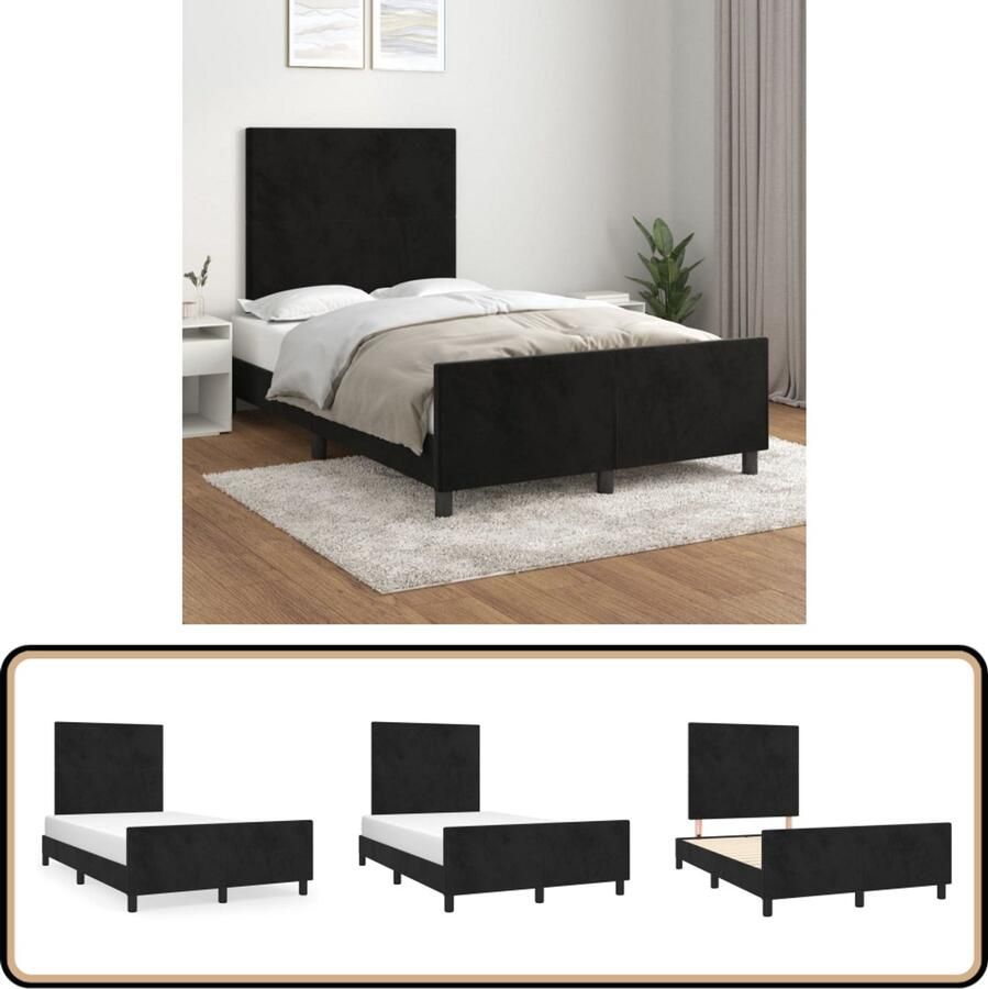VidaXL Bedframe 120x200 cm Fluweel Zwart Bed Frame Fluweel Bed Zwarte Bed Tweepersoons Bed Boxspring Bed