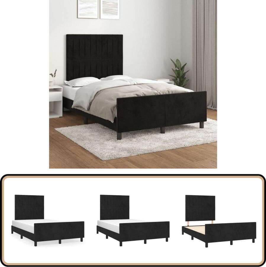 VidaXL Bedframe 120x200 cm Fluweel Zwart Velvet Bed Frame Hoofdboard Bed Tweepersoons Bed Boxspring Bed Luxe Bed Zwarte Bed Stapelbed