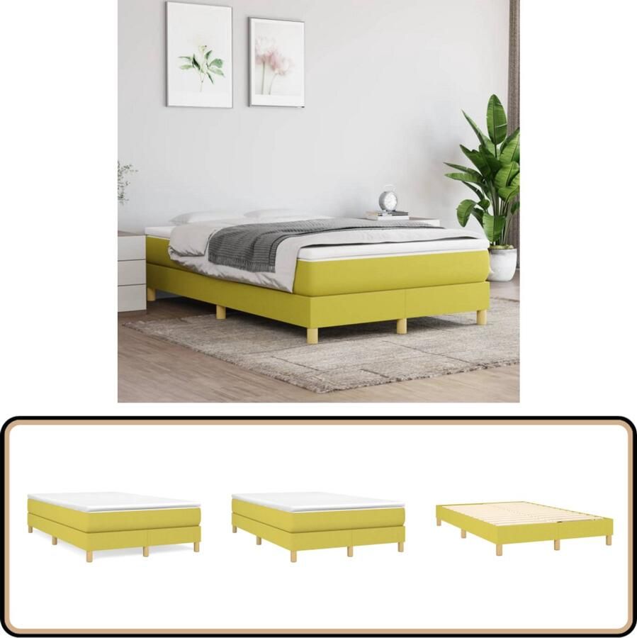 VidaXL Bedframe 120x200 cm Groen Polyester Boxspring Frame Bedframe Slaapkamer Meubels Groene Bedbank Tweepersoons Bed