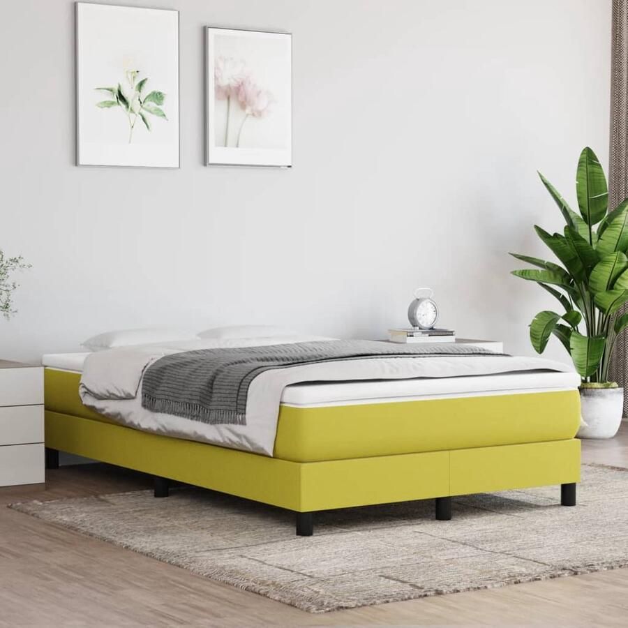 VidaXL Bedframe 120x200 cm Groen Zonder Matras Boxspring Frame Bed Frame Tweepersoons Bed Groene Bedbank Stoffen Bedframe Houten Bedframe Bed Kopen Slaapkamer Meubels - Foto 2