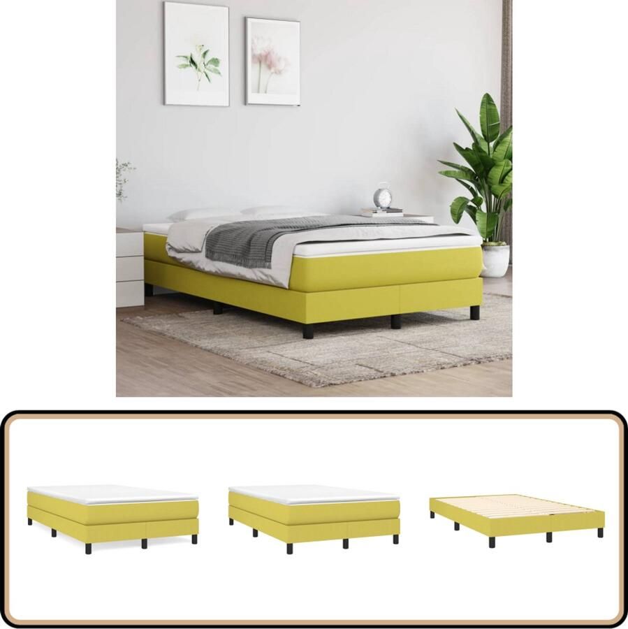 VidaXL Bedframe 120x200 cm Groen Zonder Matras Boxspring Frame Bed Frame Tweepersoons Bed Groene Bedbank Stoffen Bedframe Houten Bedframe Bed Kopen Slaapkamer Meubels