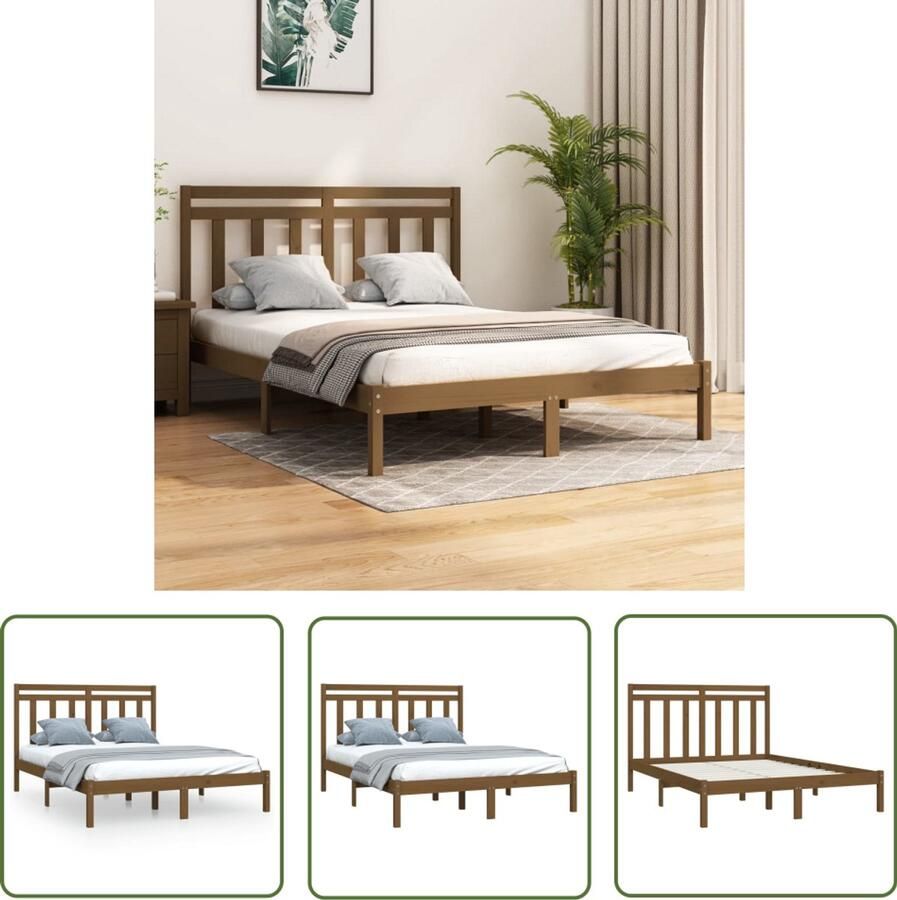 VidaXL Bedframe 120x200 cm Massief Grenen Hout Honingbruin Bedframe Grenenhouten Bed Tweepersoons Bed Boxspring Bed Stapelbare Bedden Vintage Bed Landelijk Bed Minimalistisch Bed Moderne Bed