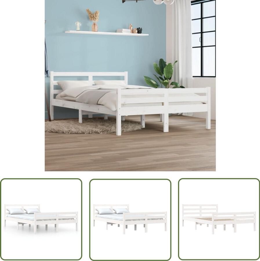 VidaXL Bedframe 120x200 cm Massief Grenenhout Wit Massief Houten Bedframe Modern Bedframe Wit Bedframe 120x200 Bedframe Grenenhout Bedframe Met Hoofdbord